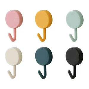 Wall Mount Kitchen Eco-Friendly Flexible Design Self-Adhesive Storage Tool Keychain Towel Hook Plastic Small Colorful Wall Hook