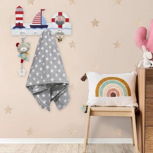 Wooden Children's Coat Rack Wall Hanging Cartoon Cute Hanger Simple Modern Hook Creative Bedroom Kids Clothes Rack
