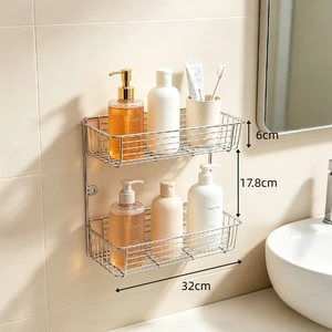 Bathroom 2 Tiers Hanging Storage Rack 2 Tiers Wall Shelf for Bathroom Corner Storage