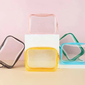 Waterproof PVC Cosmetic Bags Pink Makeup Organizer Bag Travel Toilet Travel Pouch Kit Colorful Clear Makeup Bags