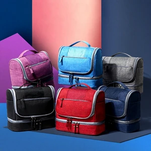 Wash Bag Multi-compartment Large Capacity Waterproof Hanging Toiletry Organizer Multi-function Double-layer Zipper Travel Bag