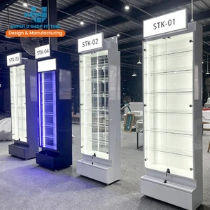 IN STOCK LED Lighting Top Light Box Glass Retail Store Display Cabinet With Storage Drawer Shelving Lockable