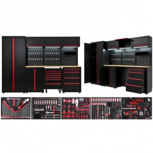 Flexible Modular Combination Garage Cabinets Workstation Trolley Cabinet 352pcs Car Repair Tools Heavy-Duty Steel OEM