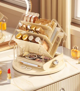 Rotating Cosmetic Storage Rack Desktop Makeup Organizer Multi Layer Desktop Jewelry Box Vanity Skincare Cosmetics Holder
