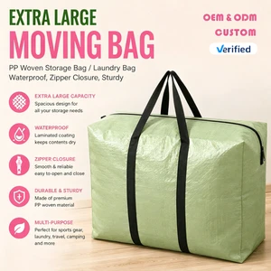 Extra Large Moving Bag PP Woven Storage Volume Laundry Tote Waterproof Zippered Closure Strong