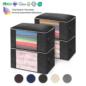 Large Capacity Clothes Storage Bag Organizer Clothes Organization for Comforters Blankets Foldable With Sturdy Zipper