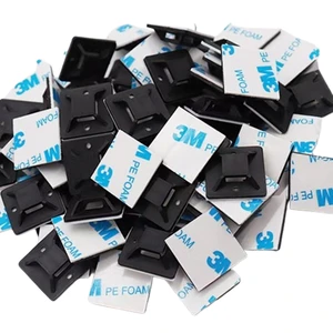 Self Adhesive Wire Management Clips Clamp Wall Fixing Organizer Holders Pads Cable Zip Tie Mounts Base