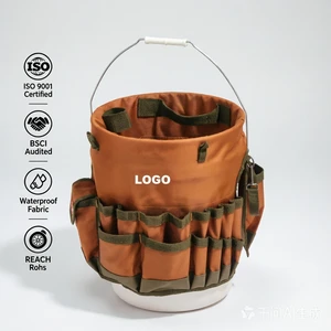 Bucket Tool Organizer 5 Gallon Bucket Tool Bag Multi Pocket Bucket Caddy Heavy Duty 600D Polyester Hardware Storage Bag