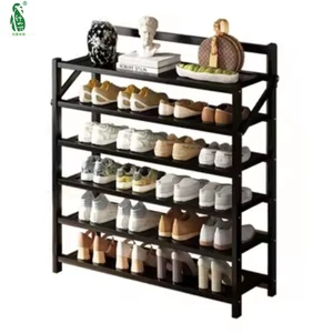 Modern Design Bamboo Shoe Rack Organizer Portable Foldable Space-Saving Shelf For Entryway Closet & Living Room