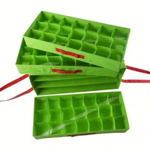 Durable Christmas Ornament Storage Box Portable Holiday Decorations Organizer Bag Foldable Rolling Christmas Storage
