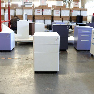 Narrow Round Edge Pure White Modern Small Pedestal Mobile 3 File Cabinet Drawers Under Desk Steel Metal Office Storage Furniture