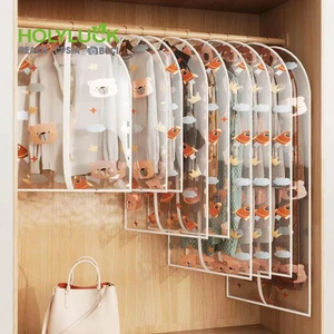 PEVA Thickened Clothes Dust Cover Coat Suit Cover Promotion Printing Transparent Hanging Dust Storage Suit Garment Bag