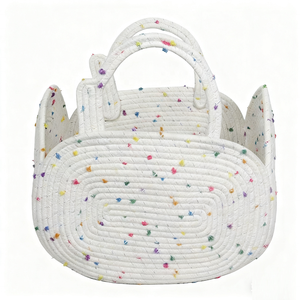Woven Cotton Rope Storage Basket Carrier Basket for Organizer