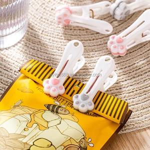 Plastic Clothespins Laundry Clothes Pins-12 Pack Traceless Clothes Pegs Bag Clips Food Package Clip with Cute Cat Claw Pattern