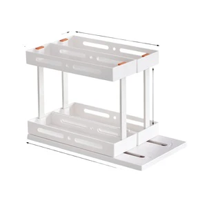 GREENSIDE Customized 2-Layer Reusable Tidy Various Size No Punching Slide Kitchen Cabinet Organizer
