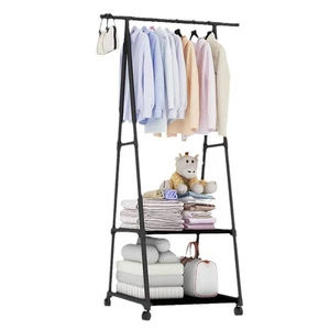 Custom Thick Metal and Cloth Multi-Functional Coat Rack with Mobile Hanger and Drying Stand Versatile Storage for Tools Clothes