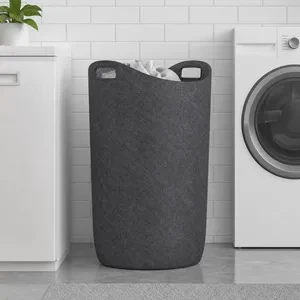 Large Capacity Synthetic Felt Storage Basket With Handles For Laundry Room