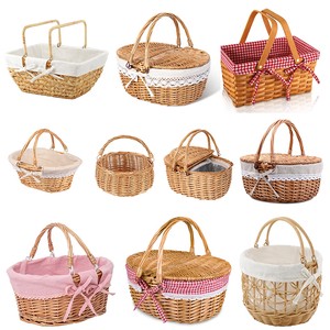 Wholesale Various Styles Of Hand-woven Picnic Baskets With Handles, Home Decoration Storage Baskets
