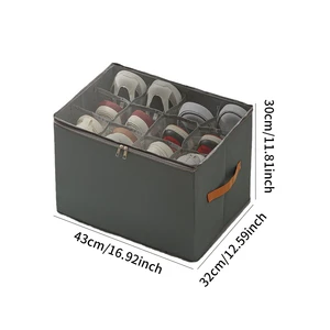 Dustproof Folding Shoe Box with Cover Multi-functional Large Capacity Pants and Shoes Compartment Storage Box