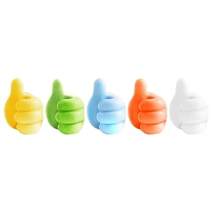Self-Adhesive Wall Decoration Hook Creative Silicone Thumb Key Hanger Hook Home/Office Data Cable Clip Wire Desk Organizer