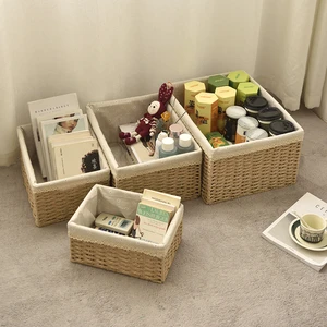 Rectangle Neatening Storage Type and Stocked Feature Woven Weaving Basket