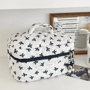 Cute Mini Bow Pattern Travel Women Cosmetics Storage Bag Portable Closure Makeup Organizer Storage Bag Pouch Toilet Bag