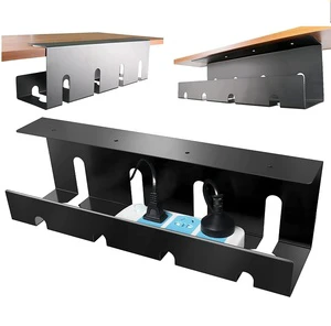 No Drill Steel Multifunction Wall Mountable Desk Wires Organizer Power Strip Cable Management Tray for Cable Storage Holder