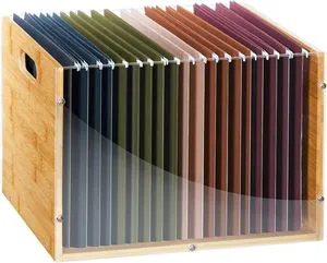Clear Acrylic File Box Organizer Bamboo Hanging Folder Storage Boxes For Home Office Desk
