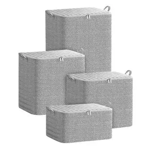 Closet Organizer Storage Baskets 50x40x30cm Foldable Non Woven Rectangular Wardrobe Clothes Storage Minimalist Design