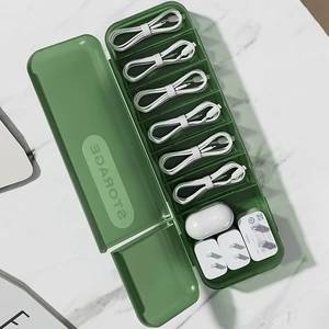 Wholesale Data Cable Storage Box Factory Direct Transparent PP Desktop Wire Organizer with Lid for Charger Earphone Case