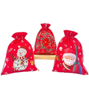 Christmas Printed Drawstring Gift Bag Snack Toy Storage Bag