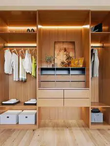 Custom Closet Storage Cabinet Italian Style Modern Wooden Bedroom Wardrobe With Mirror Sliding Door