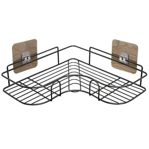 Single-Tier Wall-Mounted Metal Storage Rack No-Drill Design for Bathroom Shower and Kitchen Corner Wholesale