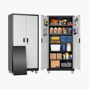 Professional Heavy Duty Steel Double Door Mobile Garage Tool Cabinet with Adjustable Shelves