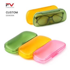 Semi Transparent Plastic Glasses Case Candy Colored Lightweight Portable Snap Eyewear Storage Box with Custom Logo Available