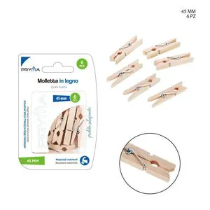 6pcs 4.5cm Wooden Clothespins with Plastic and Bamboo for Crafts Decoration Versatile Clothing Use