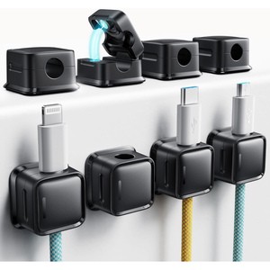 Adjustable Cord Keepers Wall Mounted Wire Holder Organizer with Strong Adhesive Magnetic Clips for Bathroom Cable Management