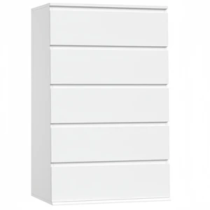 Modern 5-Drawer White Dresser Large Storage 23.6L X 17.6W X 39.1H Inch Tall Storage Chest Drawers Organiser Cabinet for Home