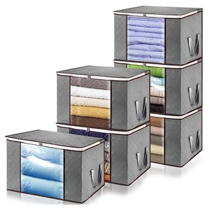Large Capacity with Handle Clothes Storage Bag Blanket Bags Fabric Quilt Storage Bag for Comforters