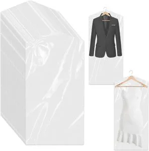 Reusable Clear PE Clothes Cover Bag Polyethylene Dust-Proof Garment Protector for Travel & Closet