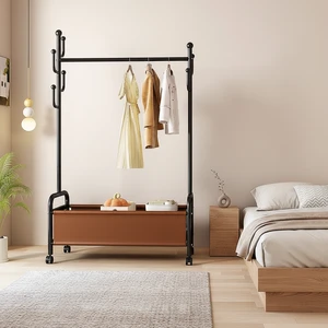 Modern Iron Freestanding Coat Rack with 6 Hooks for Living Room Bedroom & Bathroom-Clothing and Hat Storage