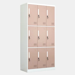 Hot Selling 9 Door Locker Compartment Steel Storage Locker Metal Wardrobe for Workshop Staff Gym Locker