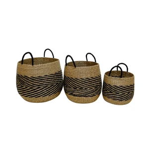 Best Chosen Manufacturer Set 3 Modern Eco-Friendly Handwoven Braided Seagrass Storage Baskets Natural Decorative Handicraft