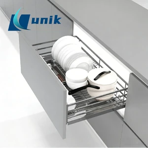 304 Stainless Steel Chrome Finish Sliding Drawer Basket for Kitchen Cabinet Storage Customizable Size Organizer