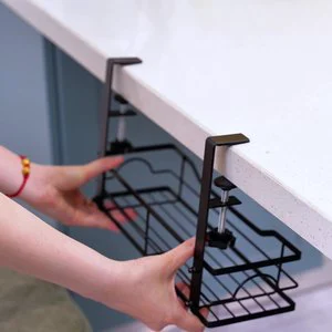 2-Pack No Drill Desk Cable Management Box Cord Organization Tray Office Home Damage-Free Adhesive Mount Storage Rack Metal