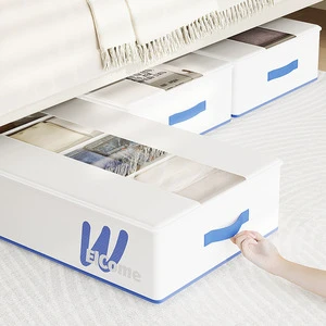 Foldable under bed storage box with lid