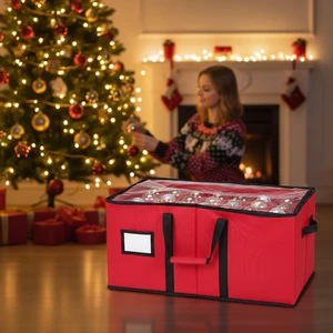 Cross-border Oxford Cloth Dust-proof Moisture-proof Holiday Storage Bag Foldable 50L Rectangular with Lid Christmas Storage Box