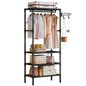 New Metal Multi-functional Coat Rack & Clothes Hanger with Simple Modern Design for Household Bedroom Floor Storage