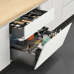 Durable Aluminum Space-Saving Modern Design Multifunctional Kitchen Cabinet Drawer Organizer Pull-Out Basket Dish Organization