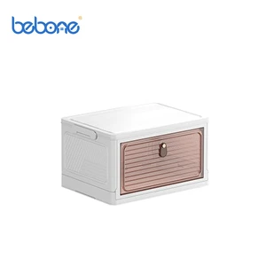 Modern Foldable Stackable PP Waterproof Single Tier Multifunction Square Shoe Storage Box Detachable Design for Living Room